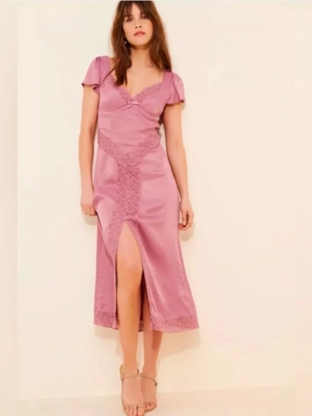 NWOT Free People Pink Skies Midi Dress In Pink Size XS